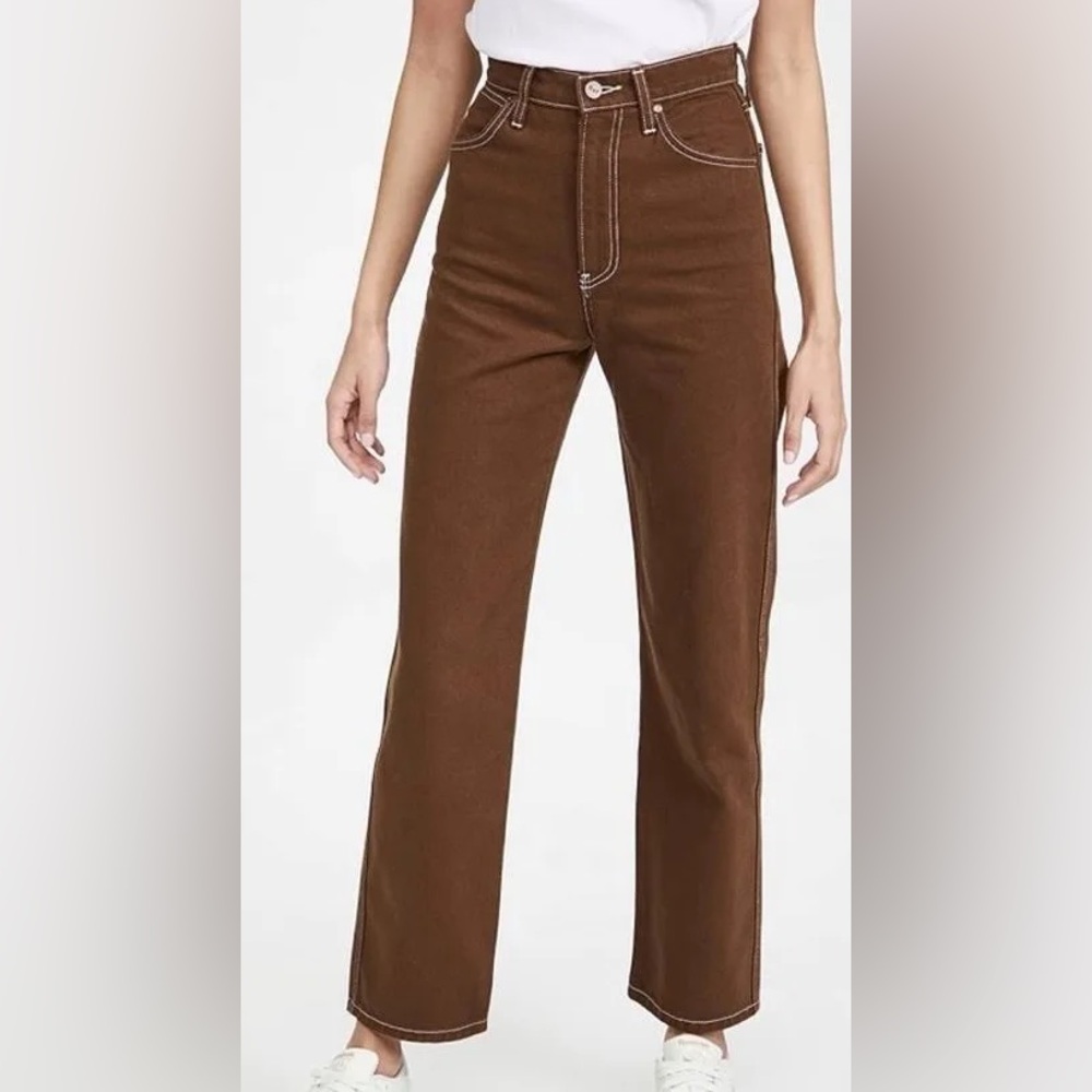 Reformation Cowboy High Rise Jeans - Chocolate Brown, Size 25